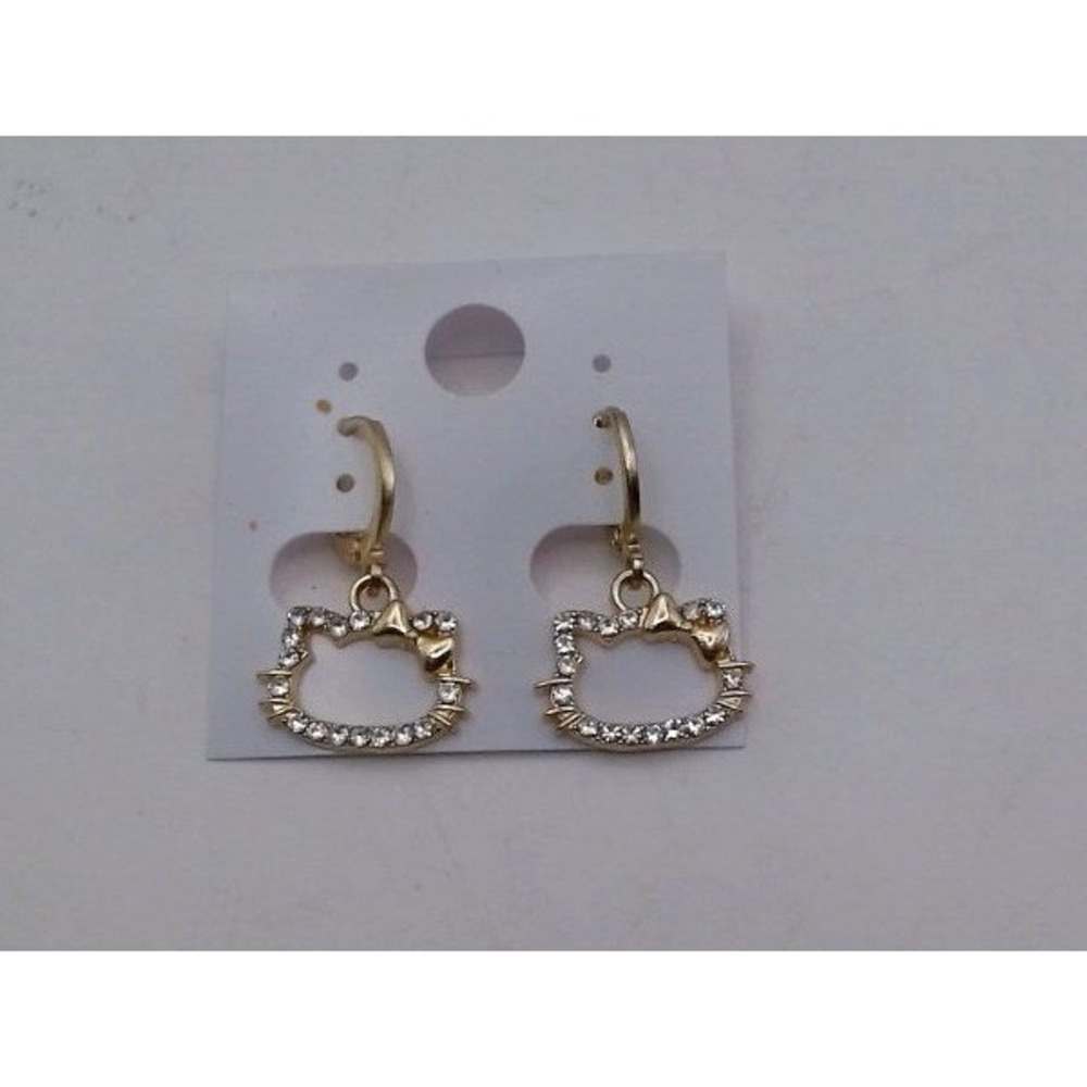 Sanrio - Hello Kitty Dangling Head Earrings, Rhinestone, BRAND NEW